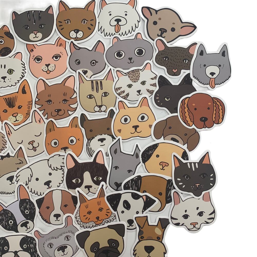 STICKER Lot Stickers NEW Water Bottle 50 Sticker Lot Cute Animals Cats Dogs Cat - Picture 3 of 5
